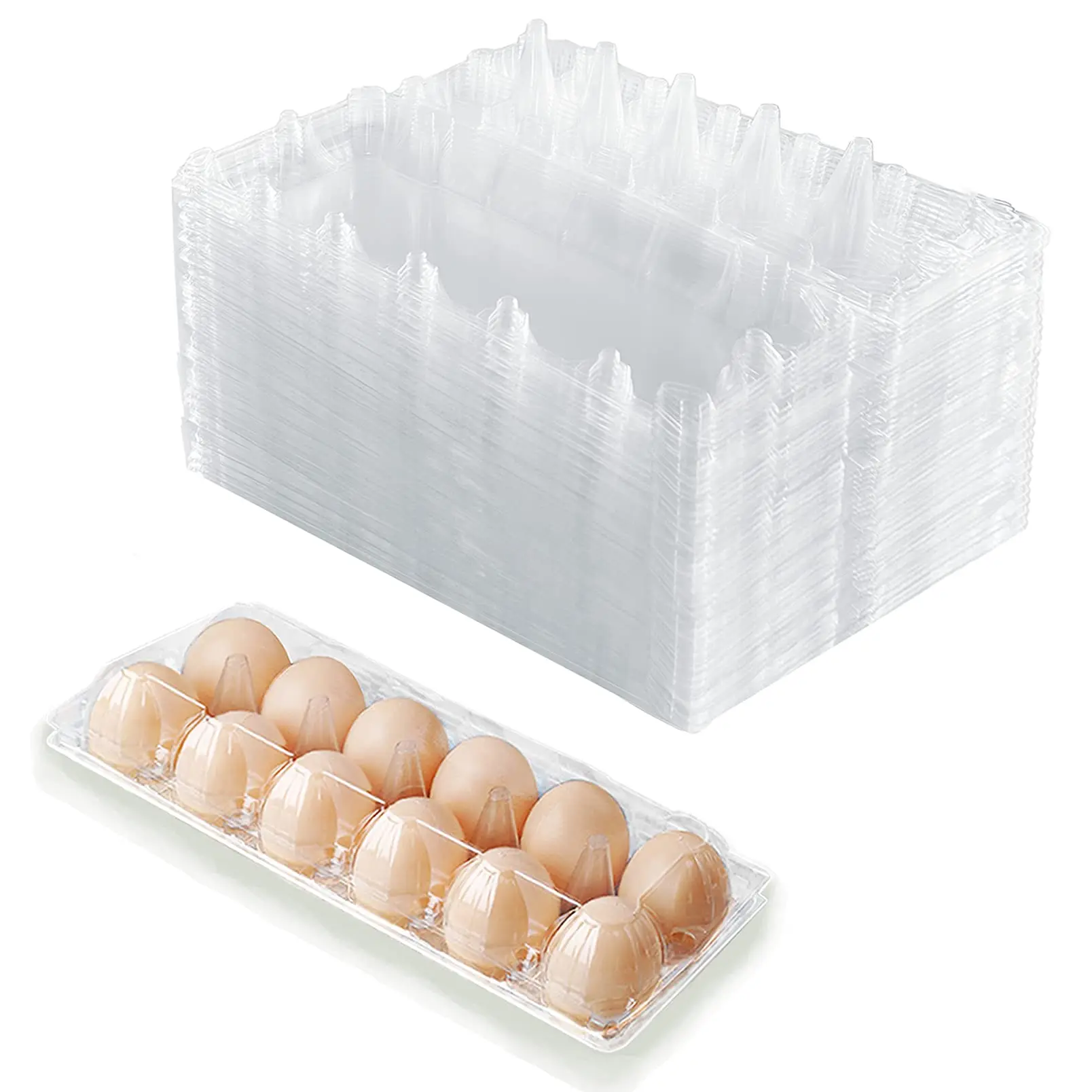Wholesale 12 Count Clear Plastic Egg Tray Carton Storage Container Chicken Egg Holder Packaging For Family Farm Market Fridge