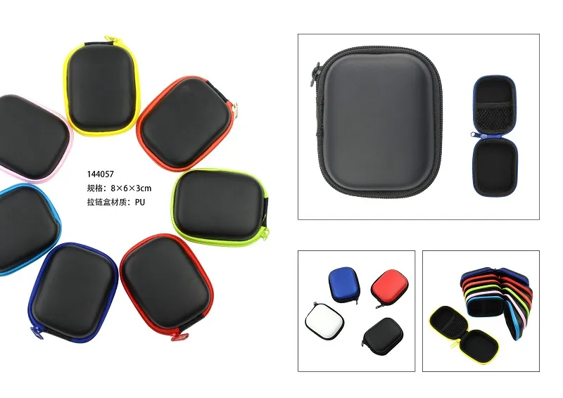 JJ CASE Round sharpe Black Color Hard Shell Large Carrying Headphones Case/Headset Travel Bag for headphone protect