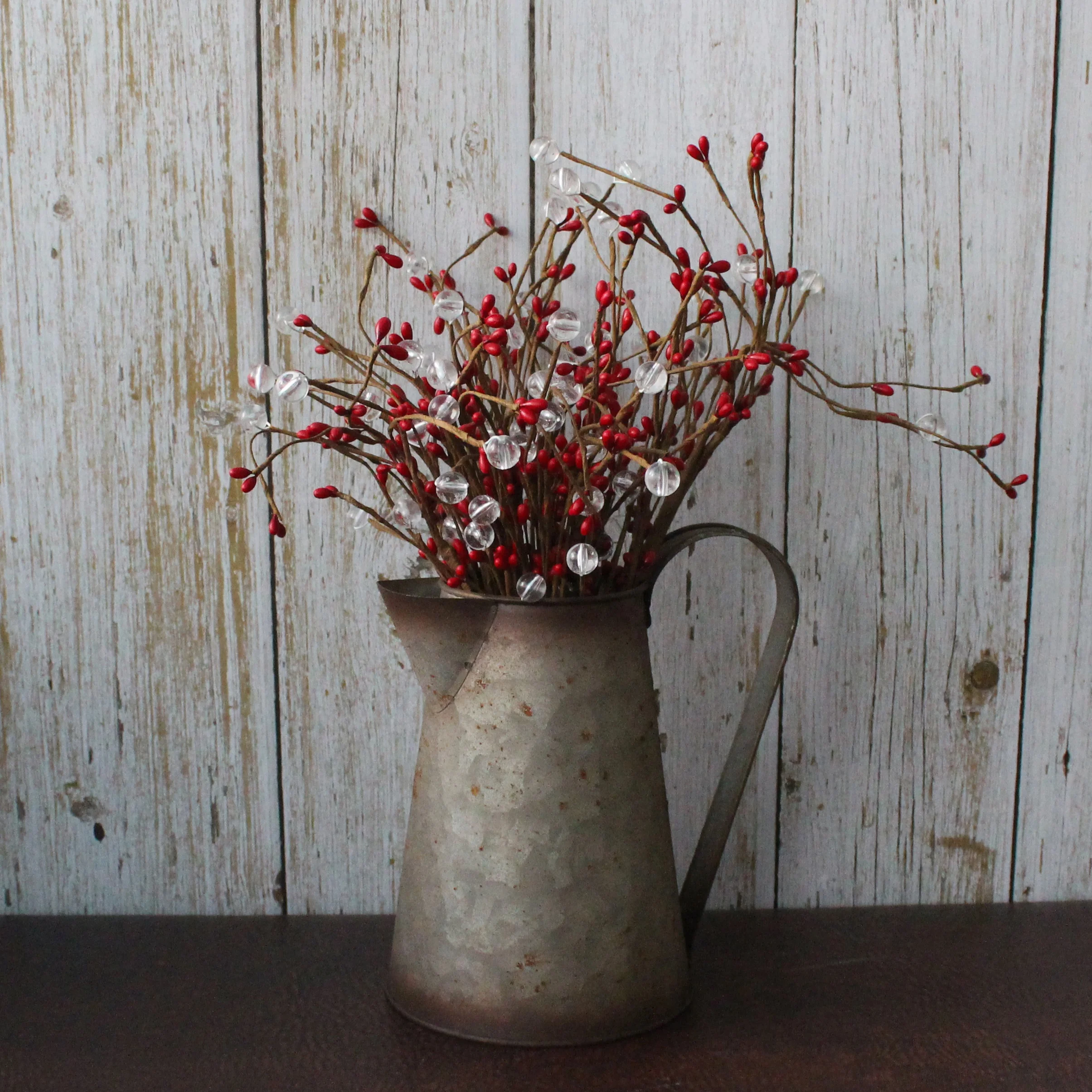 7 Inch Galvanized Metal Milk Pitcher, Old Rustic Primitive Watering Can Jug Vase for Home and Garden Decor