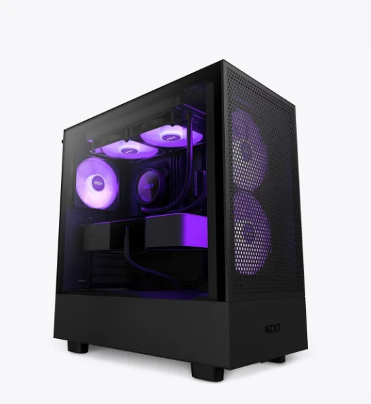 Hot Selling NZXT H5 Flow Black/white with RGB fans inside Middle Tower ATX Case Gaming Computer Case for Gaming PC