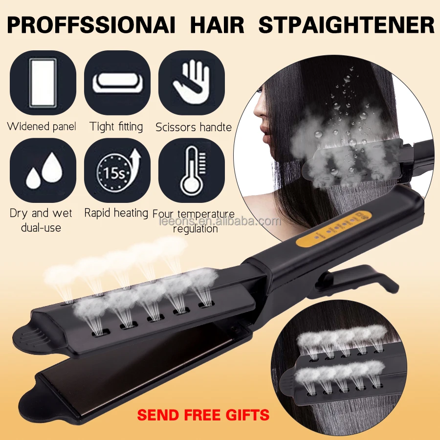 Leeons Private Label Titanium Plates Flat Iron Straightening Irons Hair Styling Tools Professional Hair Straightener