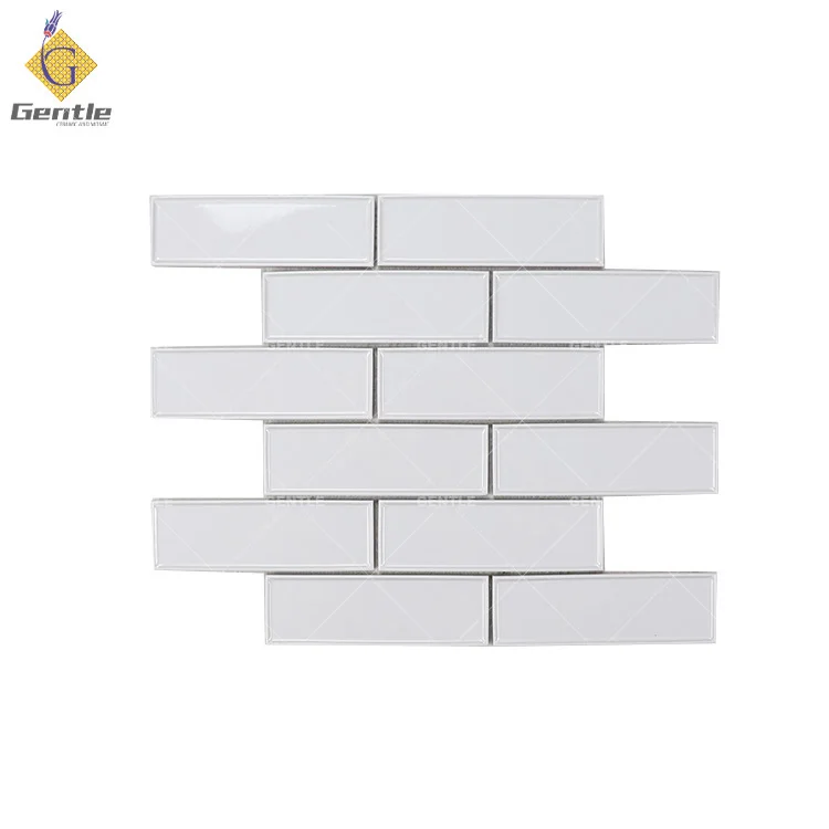 New Style Foshan Factory Mould Surface Long square Shape peacock blue Glazed Porcelain Tiles Mosaic Green For Wall Backsplash