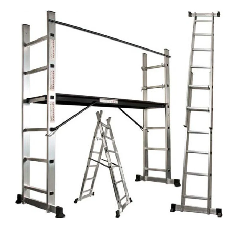Extension Scaffolding Step Ladders Aluminum Work Platform Modern Scaffolding System EN131 Carton Silver Hotel Aluminum