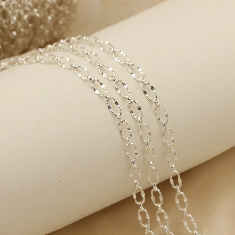 GP 3.6mm long oval thick Long and Short lip sequin Dapped Chains 14K Gold Filled silver S925 permanent jewelry chains supplier