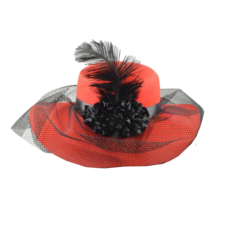 Beautiful Design Woolen Feather Flower Veil Bridal Church Wedding Horse Racing Hats Fascinators For Women Net Hat For Wedding