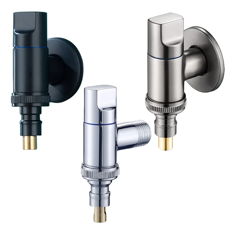 Ultra-short mini all-copper body triangular valve household faucet 4 points automatic water stop nozzle buckle saves space