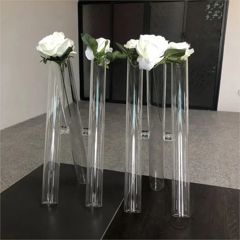HY Wholesale Banquet Events Modern Glass Cylinder Flower Vase Centerpiece for Wedding Table