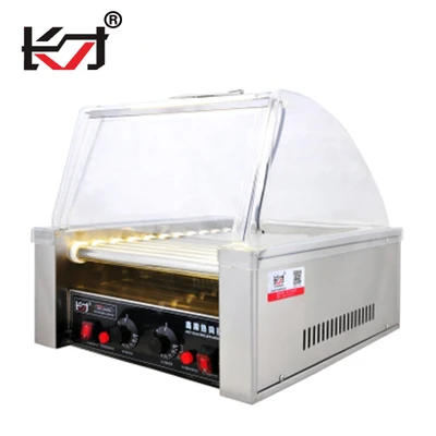 HD-11PC kitchen equipment bakery machine Automatic Hot dog sausage with Cover Hot Dog Warmer Roller Machine price