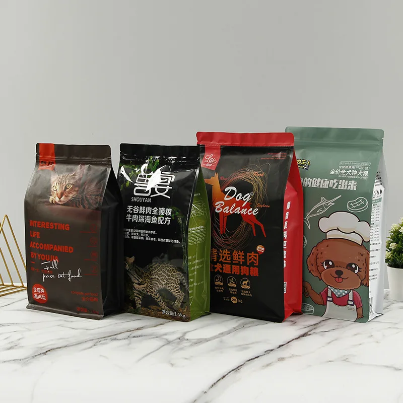 Large Flat Bottom Pet Food Packaging Plastic Bag For Dog Food