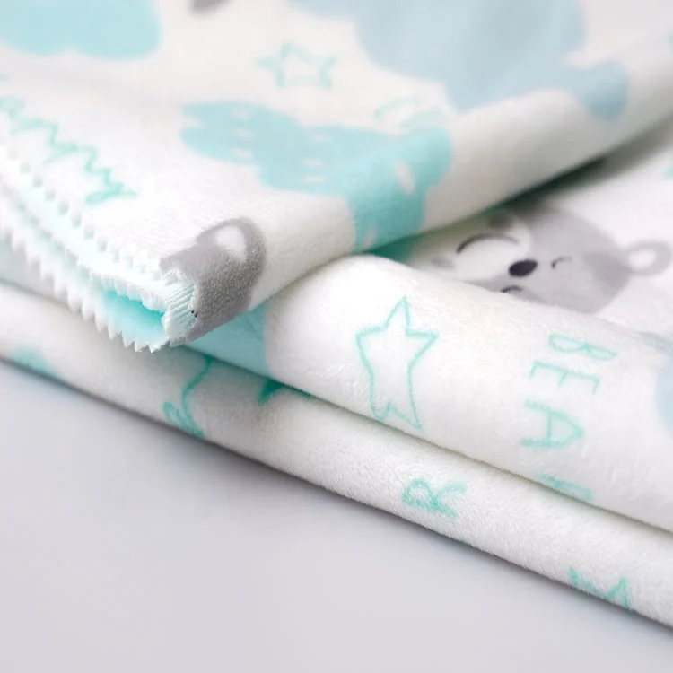 100% Polyester Custom Printed Cartoon Animal Super Soft Velvet Fabric For Baby Pajamas