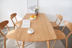 Solid Oak Wood Home Funiture 2 Layers Dinning Wooden Dining Table and Chairs Set