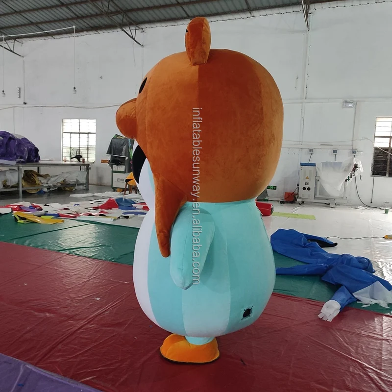 High Quality Inflatable cartoon Mascot giant inflatable fur blue penguin fur costume mascot costumebear hat