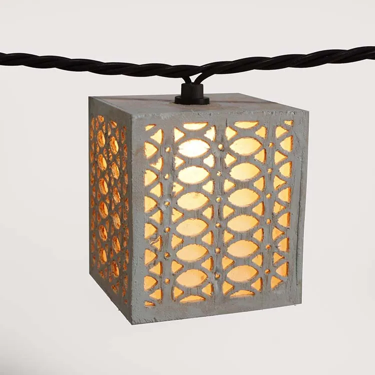 8.5FT Wooden Hollowed String Lights Outdoor Summer String Lights