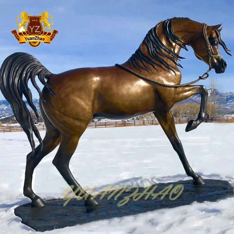 Life-Size Outdoor Bronze Jumping Horse Sculpture Metal Garden Ornament Brass Nautical Style Logo Statue