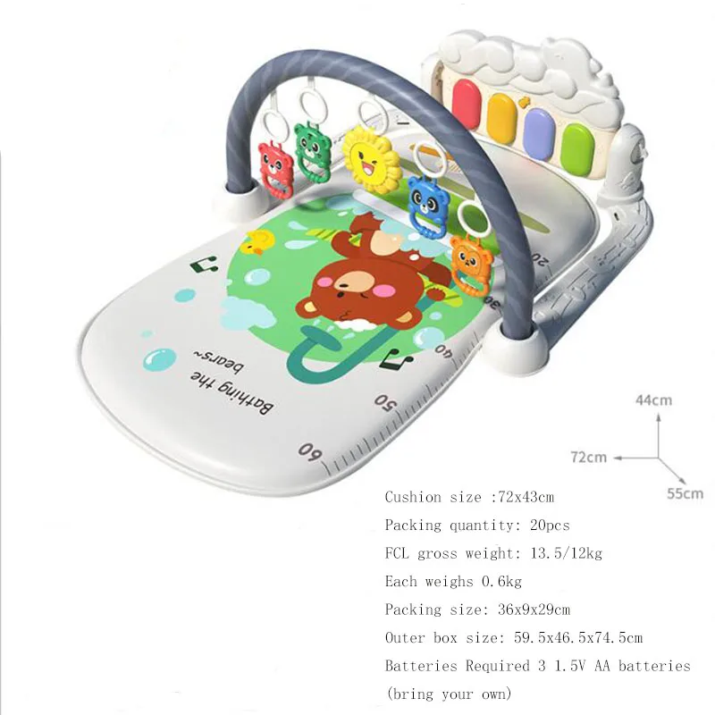 Musical Piano baby gym mat Game Colorful Kick N Play Piano Infant Activity Carpet Gym Baby Playmat Educational toys