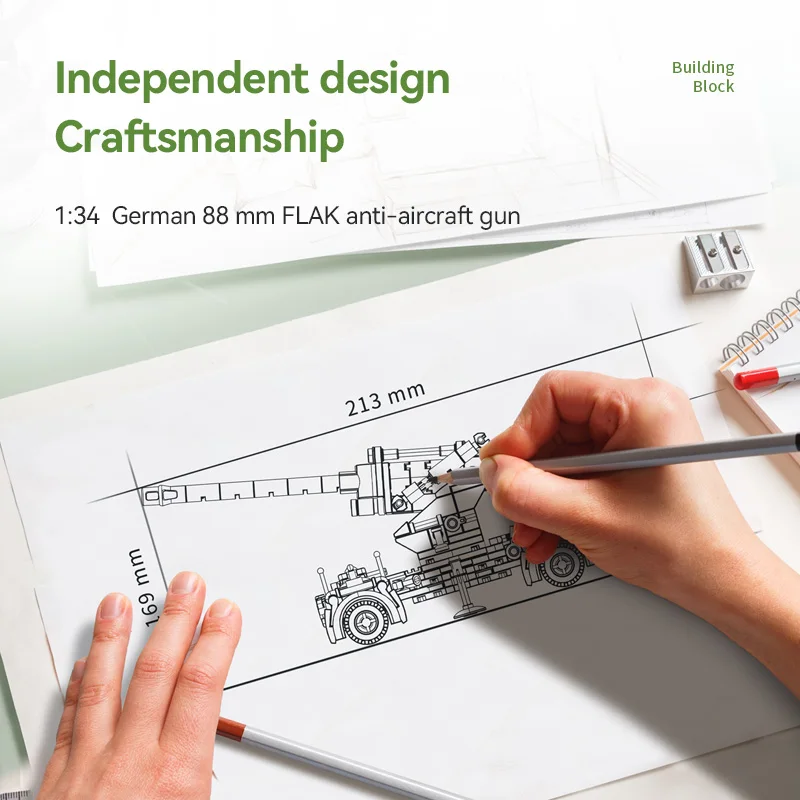 WW2 Military Mini soldier Figure army German 88mm flak anti-aircraft gun anti-tank gun building block Toys