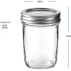 Emputy  230ml 8oz Wide Mouth Round Glass Mason Jar with Lids