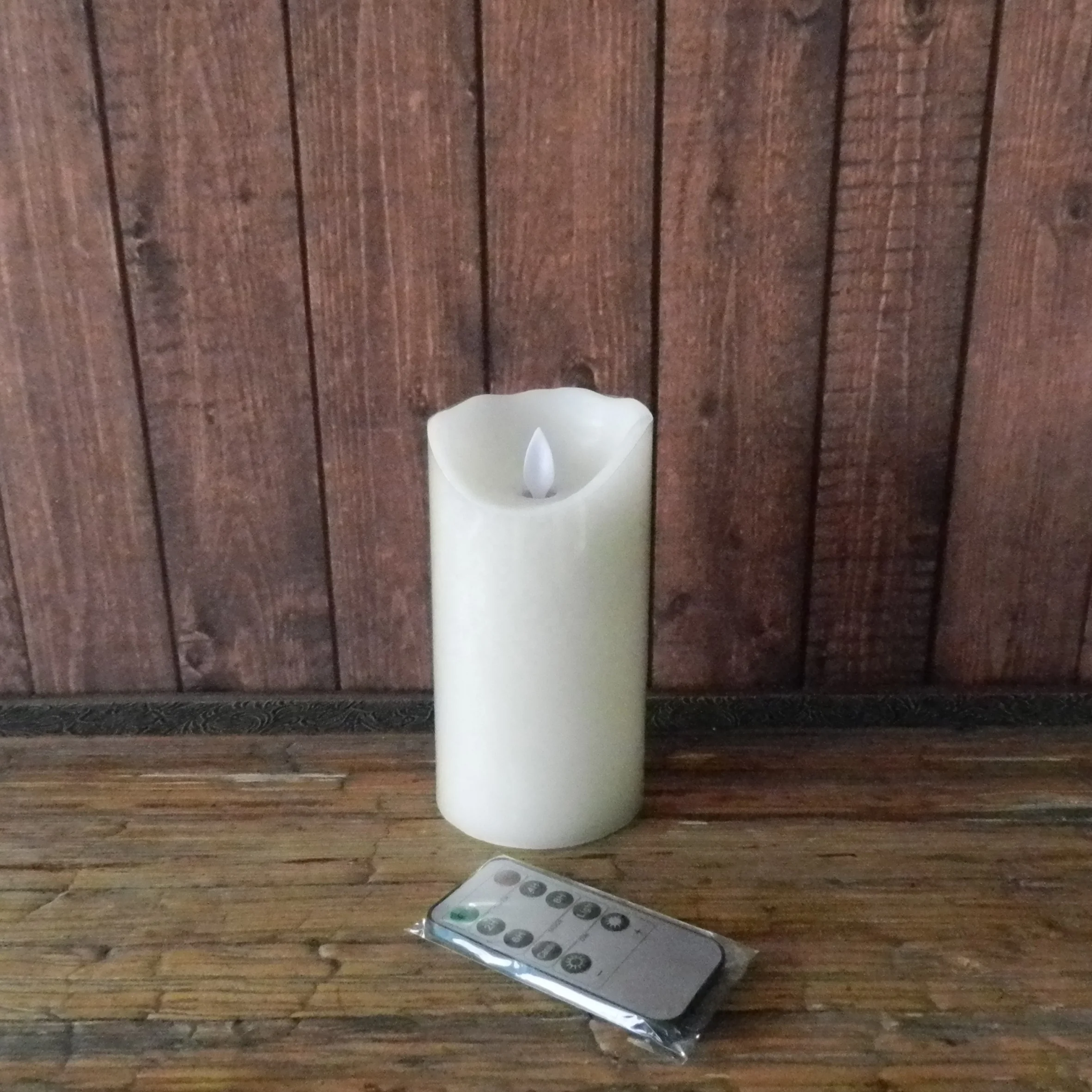 Dancing Flame Wax Pillar LED Candle with Remote Control, 3-1/4 X 6 Inch, Ivory