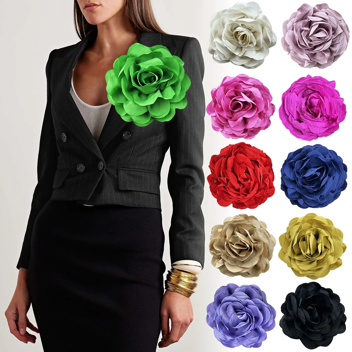BOXUAN Premium Large Flower 17cm Temperament Brooch Brooch Pin Handmade  Flower Brooch For Women