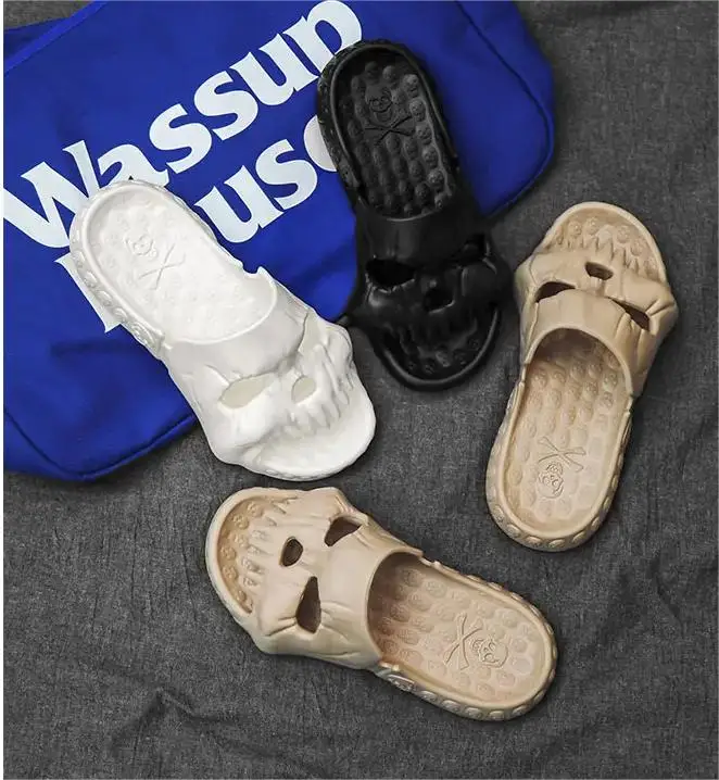 Wholesale Footwear Casual Sports Slides Couple Flip Flops Flat Women Shoes skull Slippers For Women Men Summer