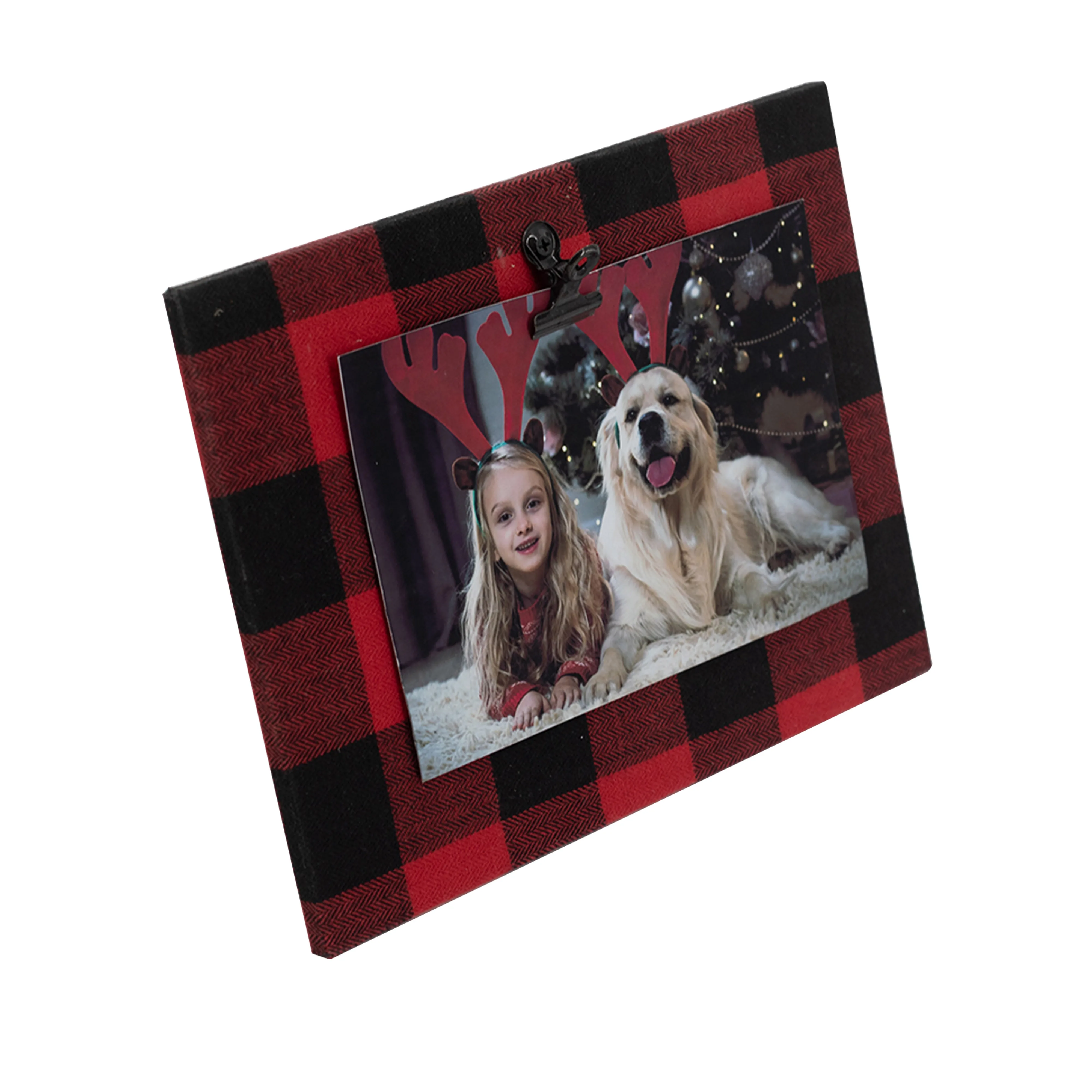 Wholesale Customized Creative 4X6 Black Red Plaid Collage Picture  Photo Frame For Christmas Decoration Supplies
