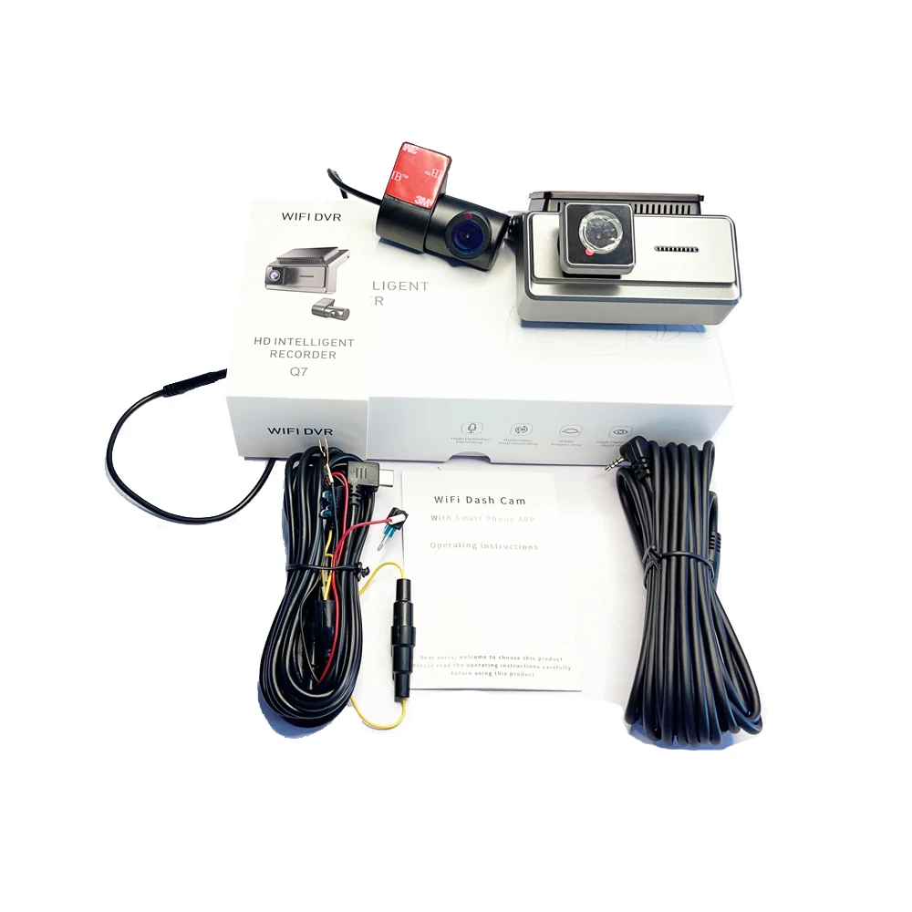 Three channels recorder real 2K resolution 1k in car back 1k dash cam wifi car dvr infrared induction wide angle full glass lens