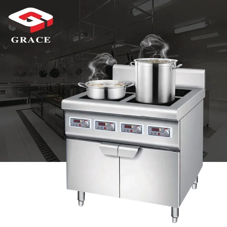 2 Burner Industrial Kitchens Chinese Wok Burner Machine Station Commercial Restaurant Round Frying Stove Induction Wok Range