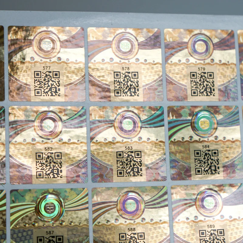 Laser Security Unique Serial Number Self-adhesive Tamper Proof Hologram Labels Scratch-off Anti-counterfeit QR Code Stickers