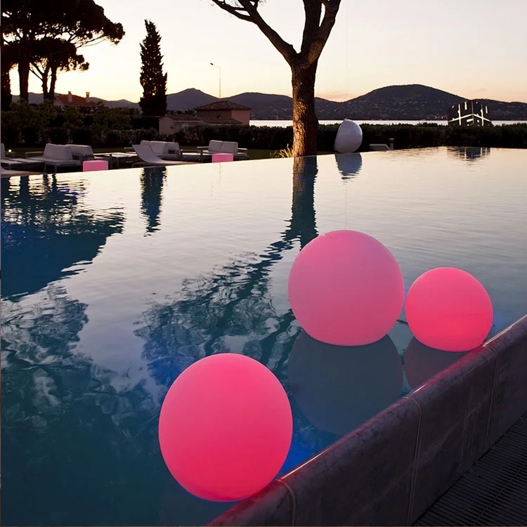 Custom Large Size 16 Colors RGB Light Orb Remote Control Color Changing Floating Swimming Pool Waterproof Plastic LED balls IP67