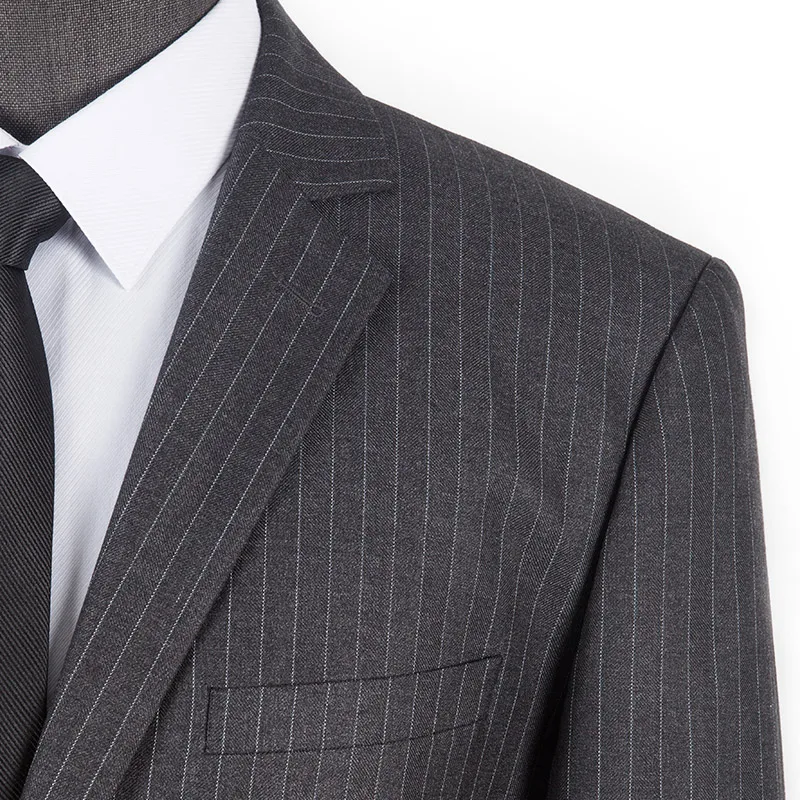 Деловые костюмы для мужчин рабочая одежда работы в офисе с черными полосками Униформа полностью Воздухопроницаемый мягкий против морщин и усадки