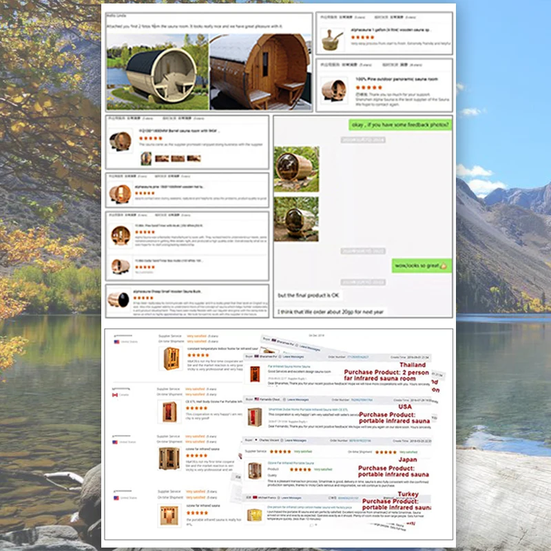 2022 Hot Sale Sauna Outdoor Red Cedar Wooden Traditional Barrel Sauna Room with Heater