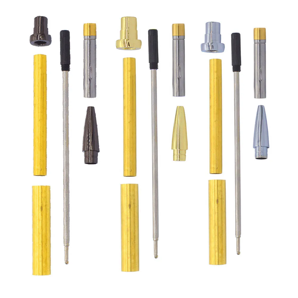 DIY Assembly Wood Pen Turning Accessories Holographic Black Woodturning Slimline Pen Making Kits