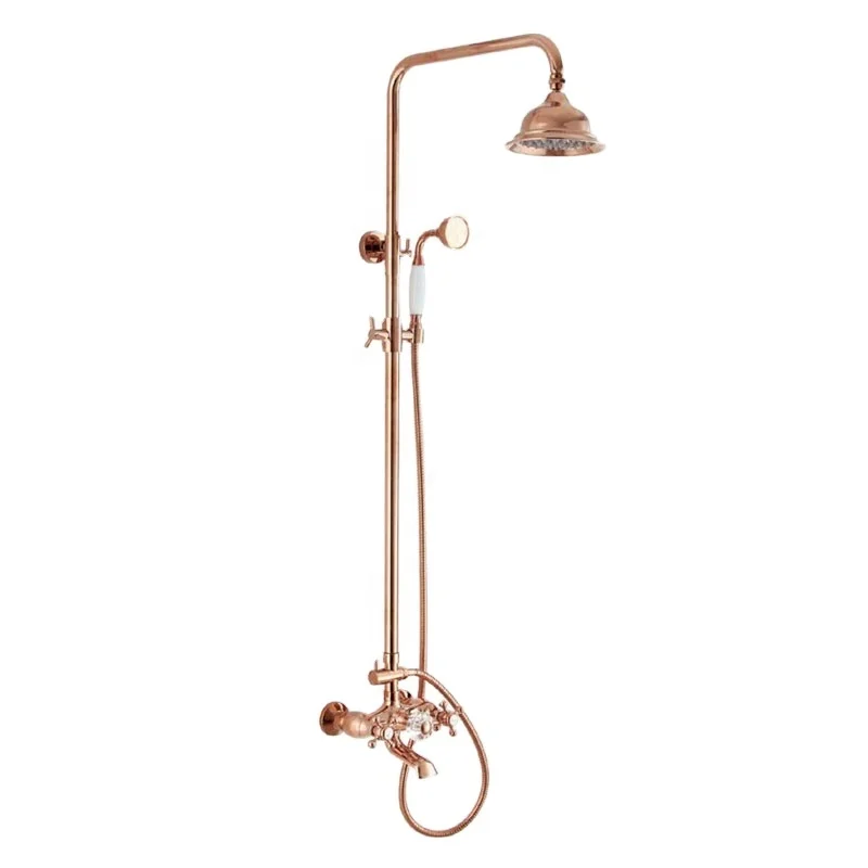 Foshan Factory Brass Rose Gold Shower Chrome Shower Mixer Telephone Hand Shower