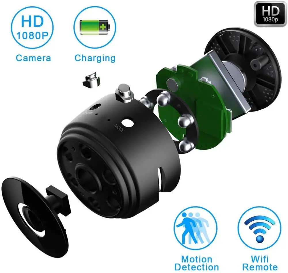 Micro WIFI Mini Camera 1080P Night Vision IP Home Security Video Cam Bike Body DV DVR Magnetic Clip