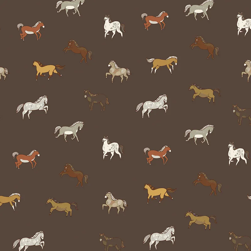 wholesale woven Lovely horse pattern digital printed fabrics (13 patterns) for garment, bags, ect