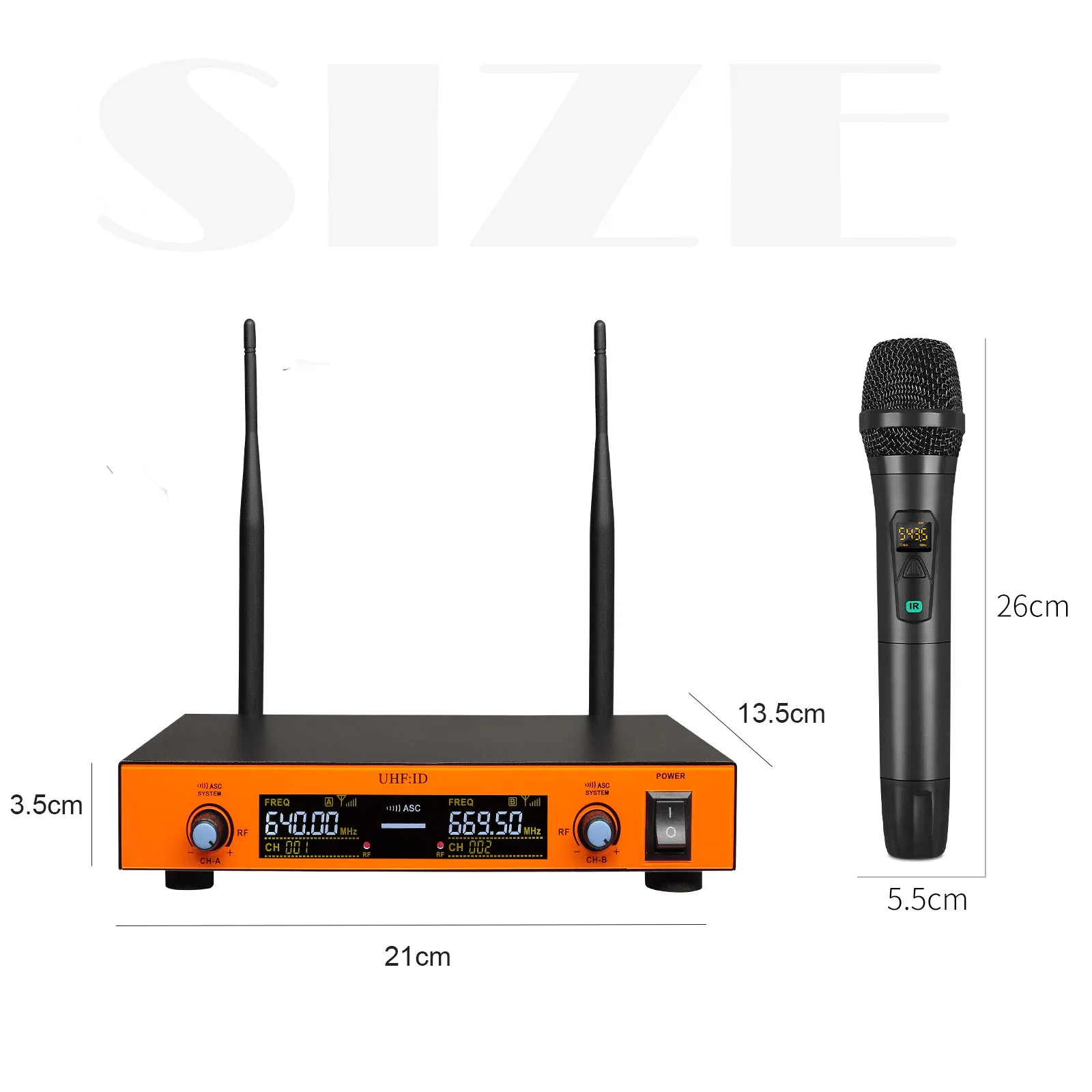 UHF Professional Cordless Handheld Microphone Dual Channels Wireless Microphone Mic for  Karaoke