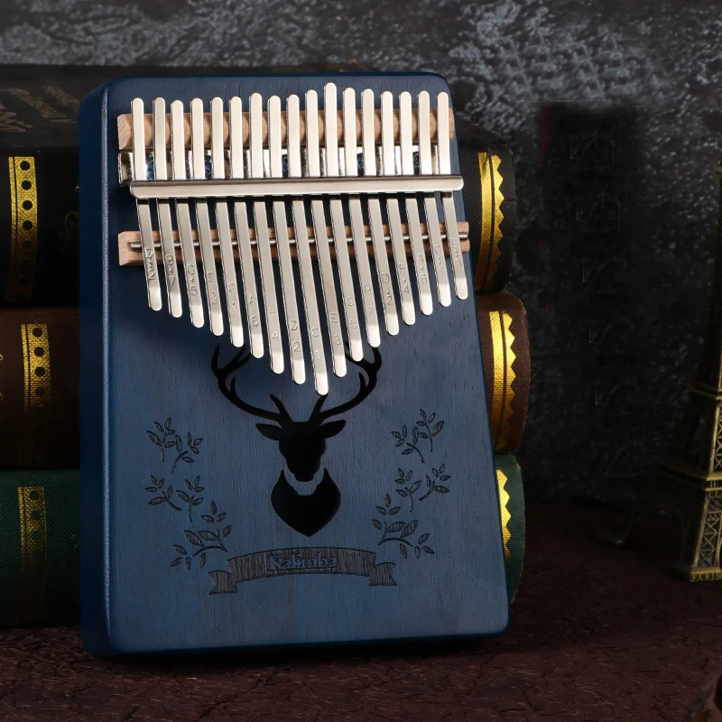Color Painted Thumb Piano 17 Key Kalimba Mahogany Body