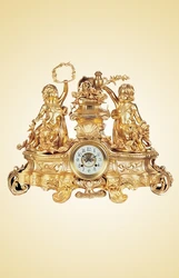 Antique Imitated French Boys shooting arrow on the  Mechanical Brass  Clock Marble Base