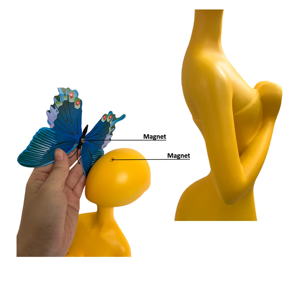 Crafts Ample Cutie Ornament Artistic Woman Body Statue Magnet for Home Decor Figurine Resin with Butterfly Big Ass Girl Female