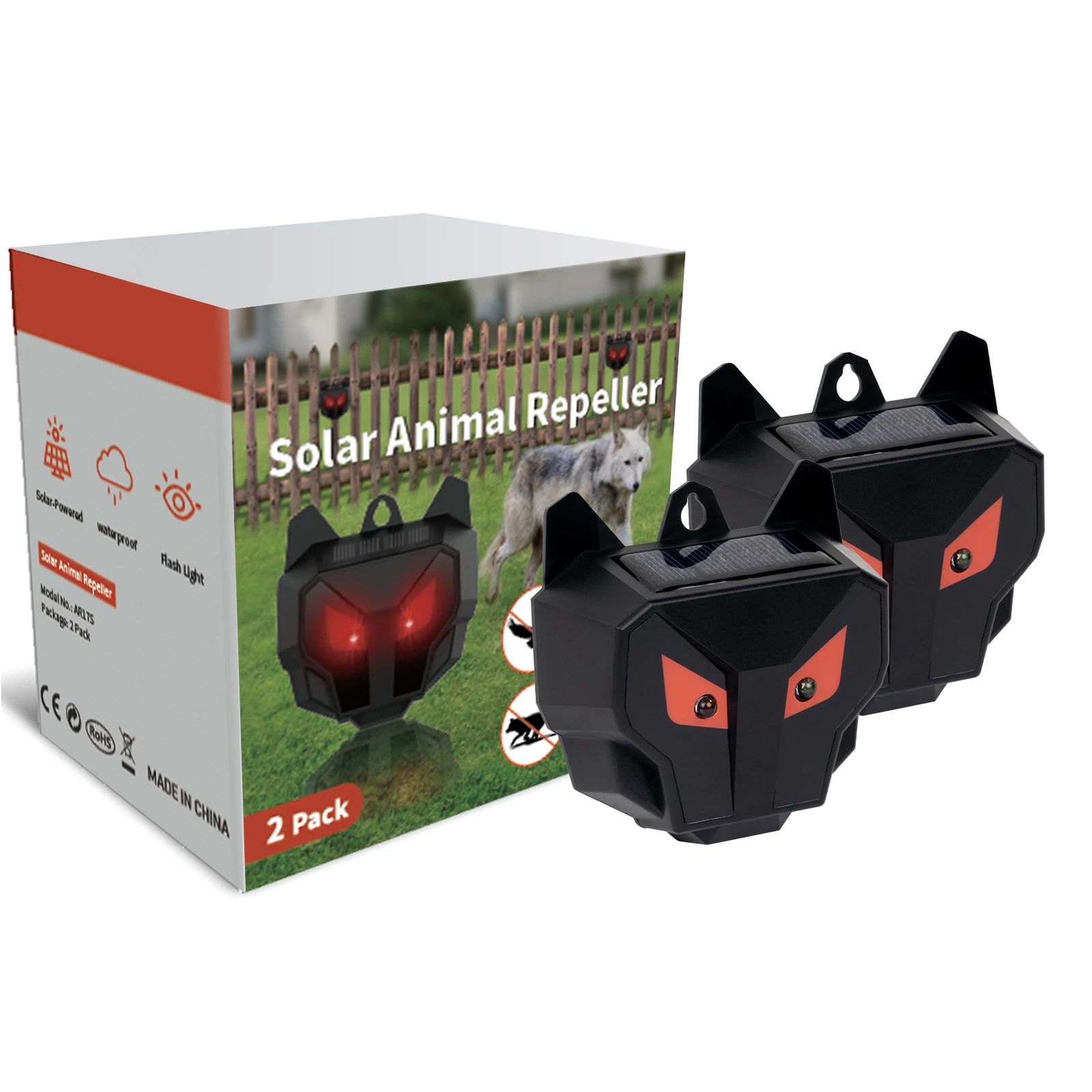 X-PEST AR17S  Two Flashing Red Light Wild Pig/Fox Wild Animal Repeller Animal Repeller  Solar Powered
