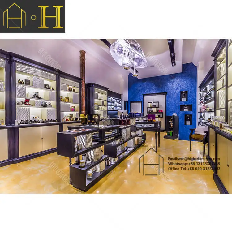 Modern Commercial Cosmetic Showcase Display Wooden Display Cabinet Makeup Shop Interior Design