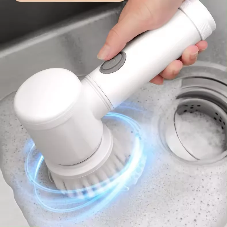 USB Rechargeable Bathroom Dish Washing Gun Electric Spin Scrubber Sink Cleaner Bathroom Bathtub Kitchen Cleaning Brush