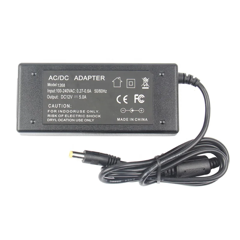 AC 100-240V to DC 12V 5A 5 AMP 60W Power Supply Adaptor For LED Strip Light
