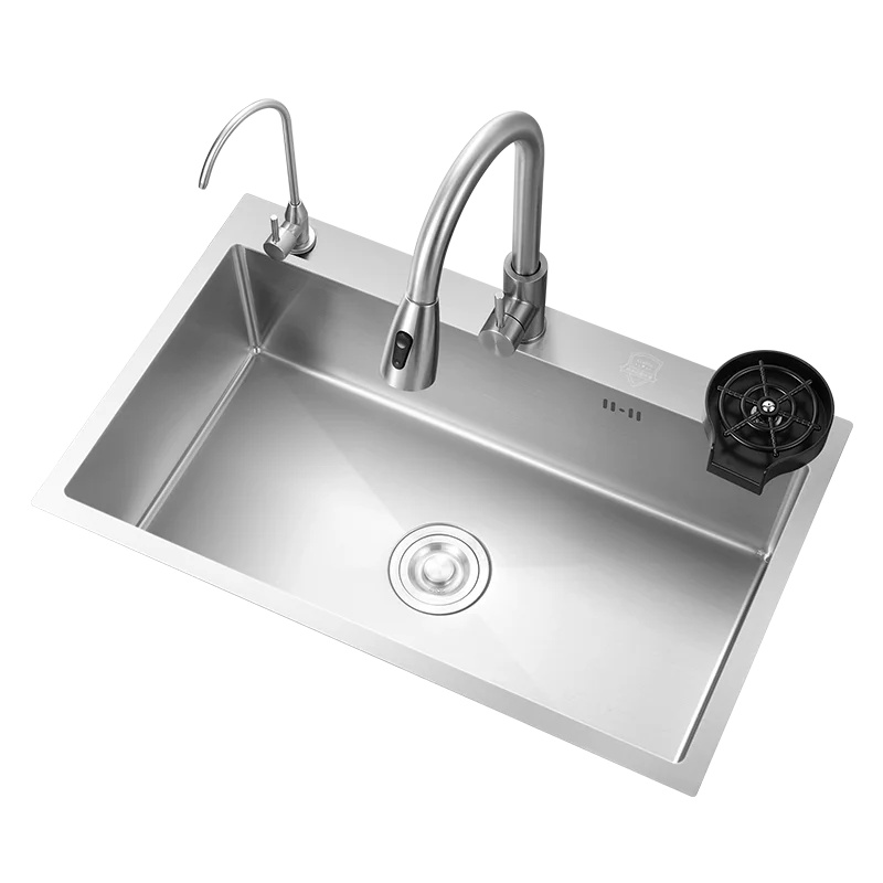Manufacturer handcrafted stainless steel nano silver integrated kitchen sink