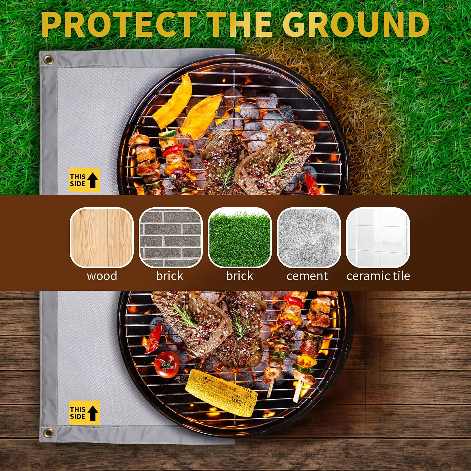 Large Fireplace Mat Hearth Rug Indoor Fireproof for Wood Stove Protects Floor from Sparks Embers Under Grill Fireproof  Mat