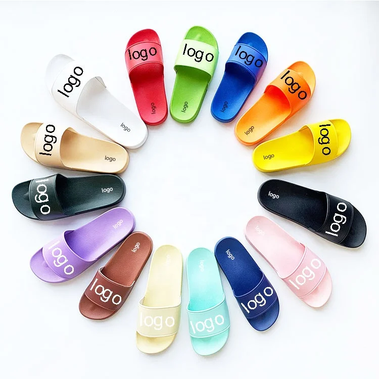 2023 Wholesale High Quality Cheap Anti Slip Custom Printing Logo Pattern PU PVC Women Soft Sandals Slides Slippers With Box