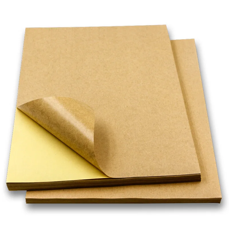 A4 Size Brown Kraft Label Stickers Self-Adhesive Writable & Printable Full Sheet Labels for Decoration, Party Favors Craft items