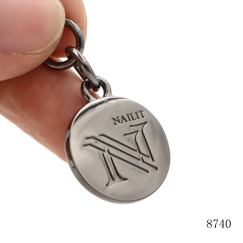 new design custom logo engraved metal bag tags custom metal label for handbags
