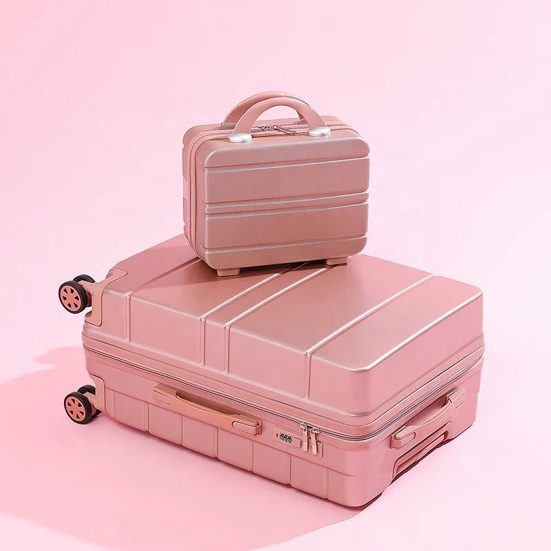
New style shiny rose gold ABS suitcase zipper pulls personalized luggage set for lady 