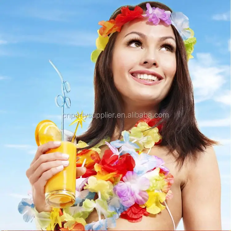 YYPD Wholesale High Quality Hawaiian Lei Flower Garland Promotional Decoration Hawaii Flower Necklace Lei